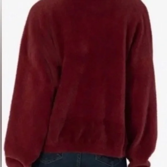 KUT from the Kloth Women Faux Fur Jana Cardigan NWT Bordeaux Large - Picture 6 of 11